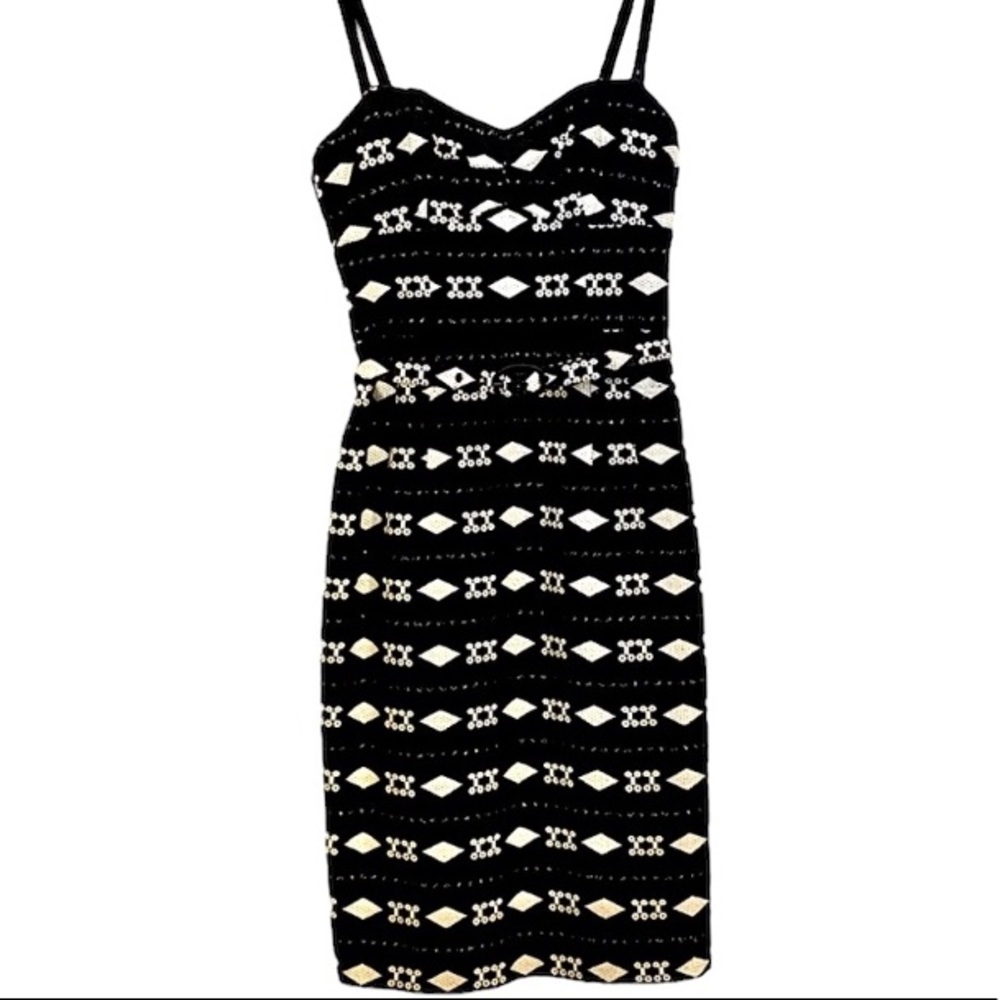 Nanette Lepore Boho Embroidered Metallic Detail Dress Sz 4
